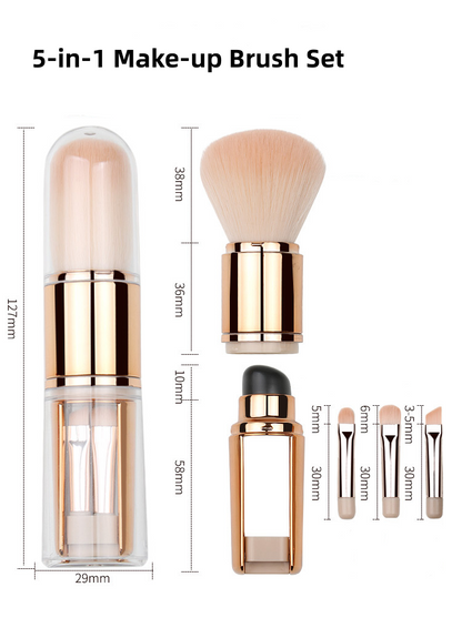 Touch Up Anywhere Instantly! 5-in-1 Retractable Makeup Brush Set