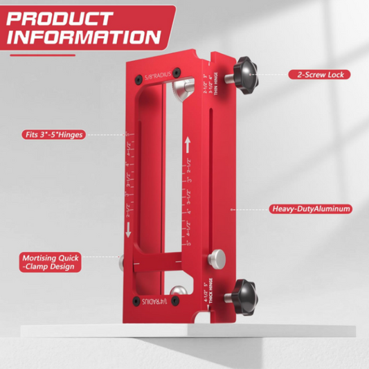 Door Hinge Mortise Jig Kit – 6061 Aluminum, Adjustable 2.5"–5" – Secure Clamping, Precision Routing – For Carpenters & DIY! 🔧✨