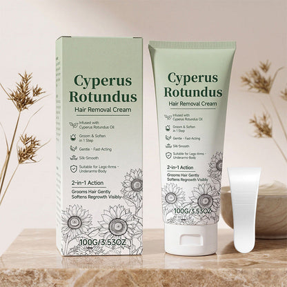 🌿✨ Gentle Cyperus Hair Removal Cream – Razor-Free Body Grooming for Smooth-Feeling Legs, Arms & Underarms 🧴💧