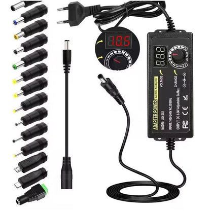🔌 Adjustable DC Power Adapter: 3V-24V, Digital Display, Safety Protection