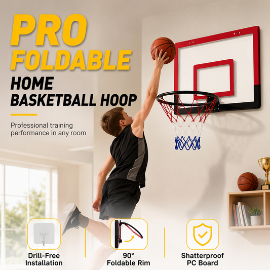 🏀 LIMITED-TIME 50% OFF! 🧱 No Drill Wall Mounted Folding Basketball Hoop Toy Set – For Kids Indoor & Outdoor Play ✨