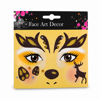 Christmas Holiday Temporary Face Tattoo Stickers for Festive Animal Makeup Decoration Featuring Deer Leopard Print Cat and Fox Designs