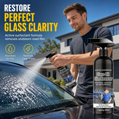 📢📢50% OFF !! ⏰Car Glass Oil Film Remover Spray Powerful Windshield Decontamination and Bug Residue Cleaner for Clear Driving Vision