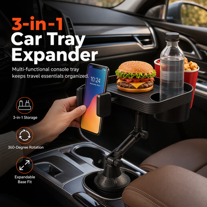 📢📢50% OFF !! ⏰3 in 1 Multifunctional Car Cup Holder Phone Mount with Tray and Storage Organizer