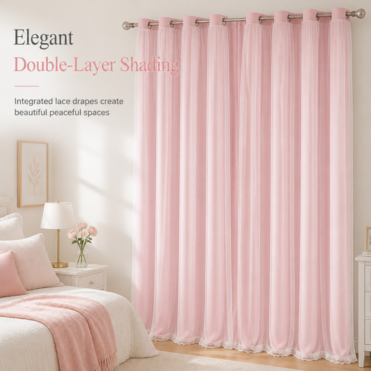 ✨ Double-Layer Curtains – Elegant Sheer Overlay & Light-Blocking Fabric for Cozy Bedrooms ❤️⭐