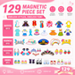 ⏳Time-Limited Special⏰29-Piece Magnetic Princess Dress-Up Set for Girls Ages 3–6 – 3-in-1 3D Outfit & Scene Matching Toy