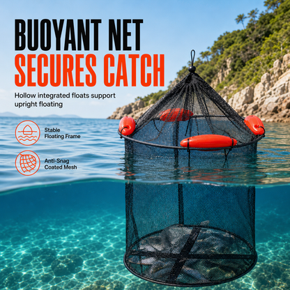 Floating Collapsible Fishing Keep Net with Float Balls Coated Anti Snag Fish Guard Net Bag for Sea Fishing