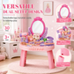 Kids Pretend Play Makeup Vanity Table Toy Set with Princess Accessories for Girls and Boys