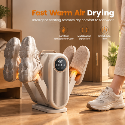 Portable Foldable Electric Shoe Dryer with Timer and Constant Temperature Quick Drying Boot Dehumidifier Deodorizer with Brushless Motor and Aromatherapy