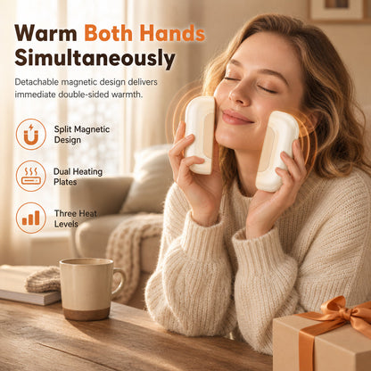Portable 2-in-1 Magnetic Split Hand Warmer Large Capacity Adjustable Temperature Pocket Warmer for Outdoor Use